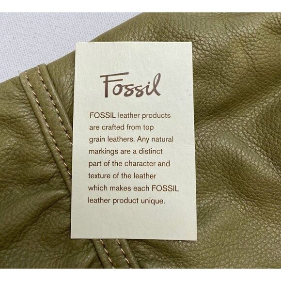 ‎Fossil Green Leather Gathered Envelope Clutch NEW - Picture 6 of 8